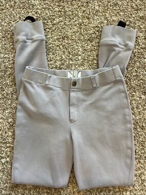 Girls Tuff Rider Light Gray High-Rise Equestrian Riding Knit Pants